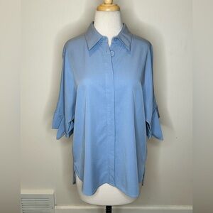 Women's Lattelier Blue Button-Up Top Size L NWT